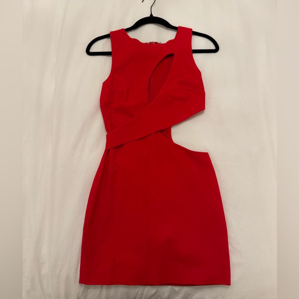 NBD Asymmetrical Red Cutout Dress